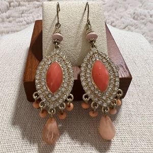 Coral stone hook style earrings